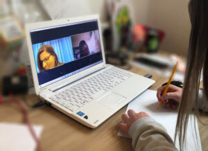 Picture of Amelia Zooming with Reach Mansfield staff