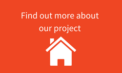 Button which reads find out more about our project with a picture of the Reach Living logo on it